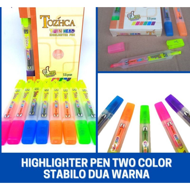 

[1 pak] stabilo dua warna TOZCHA isi 12 pcs/ highlighter two color