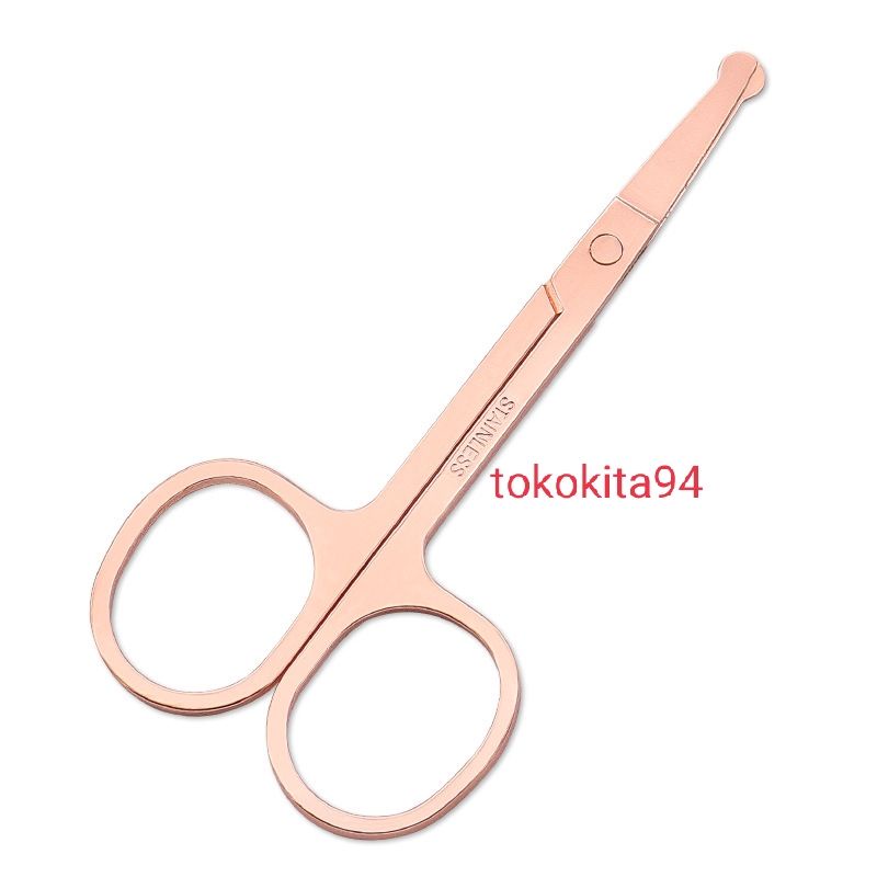 Gunting Bulu Hidung Satuan Rosegold 9Cm Stainless - Gunting Bulu Kumis Jenggot 1Pcs Silver - Gunting Serbaguna Kecil Stainless 1 Pcs Silver Rosegold