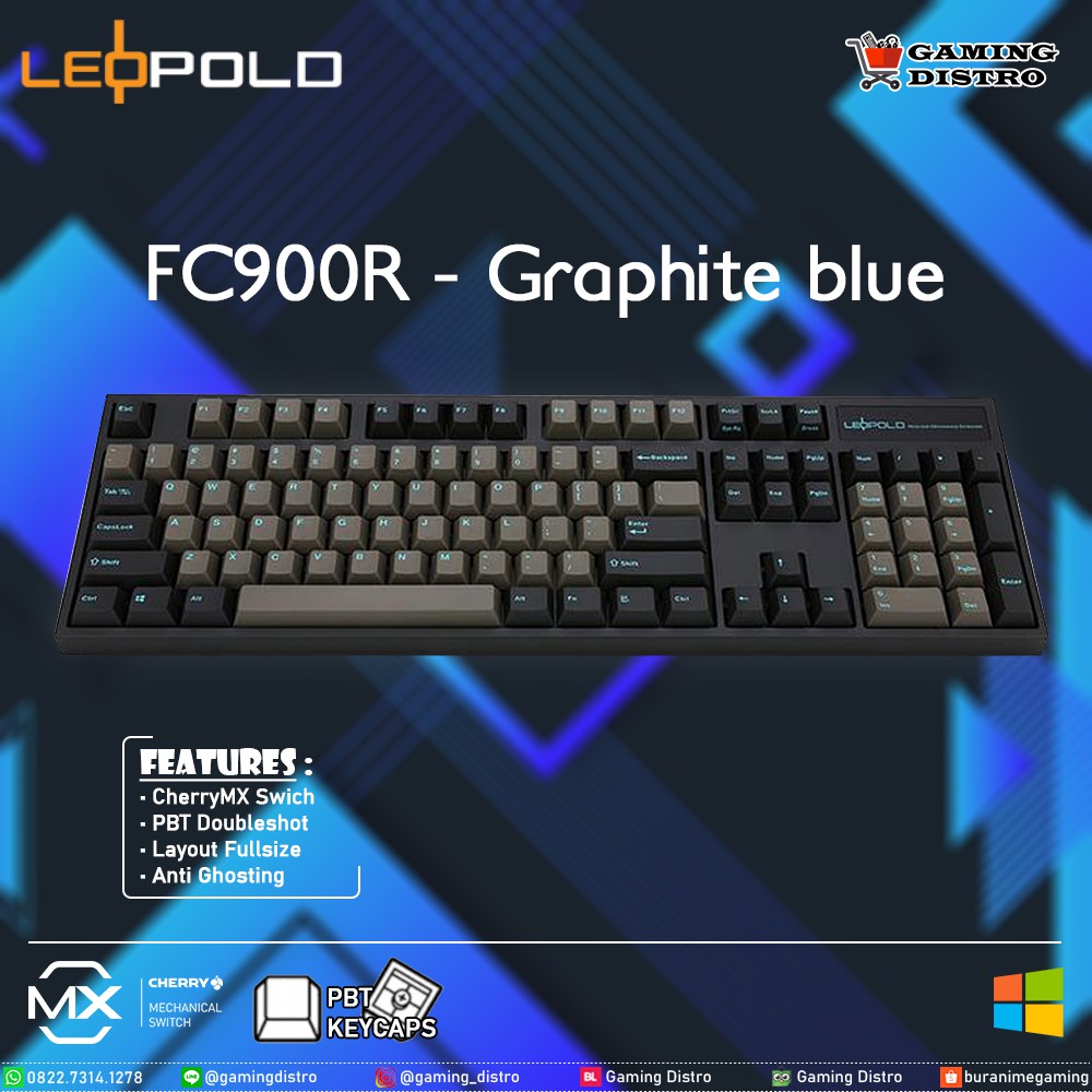 Leopold FC900R Graphite Blue Mechanical Keyboard - Leopold FC900R Graphite Blue
