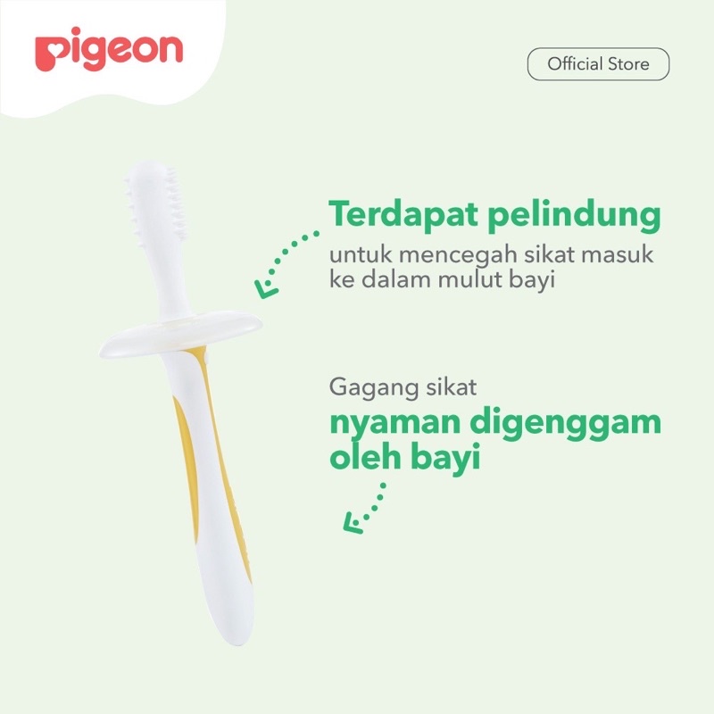 Pigeon Tooth Brush Baby Toothbrush Lesson 1 2 3 Pigeon Sikat Gigi Bayi Tahap 1 2 3 Silikon Lembut + Stopper Anti Sedak