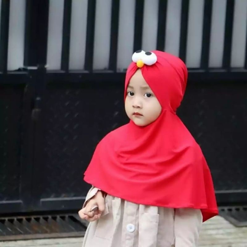 Jilbab Elmo Anak Instan 0-3 Tahun Jersey Ballon Premium |Hijab Bayi Tk Lucu |Kerudung Sekolah Baby Sd Perempuan Newborn