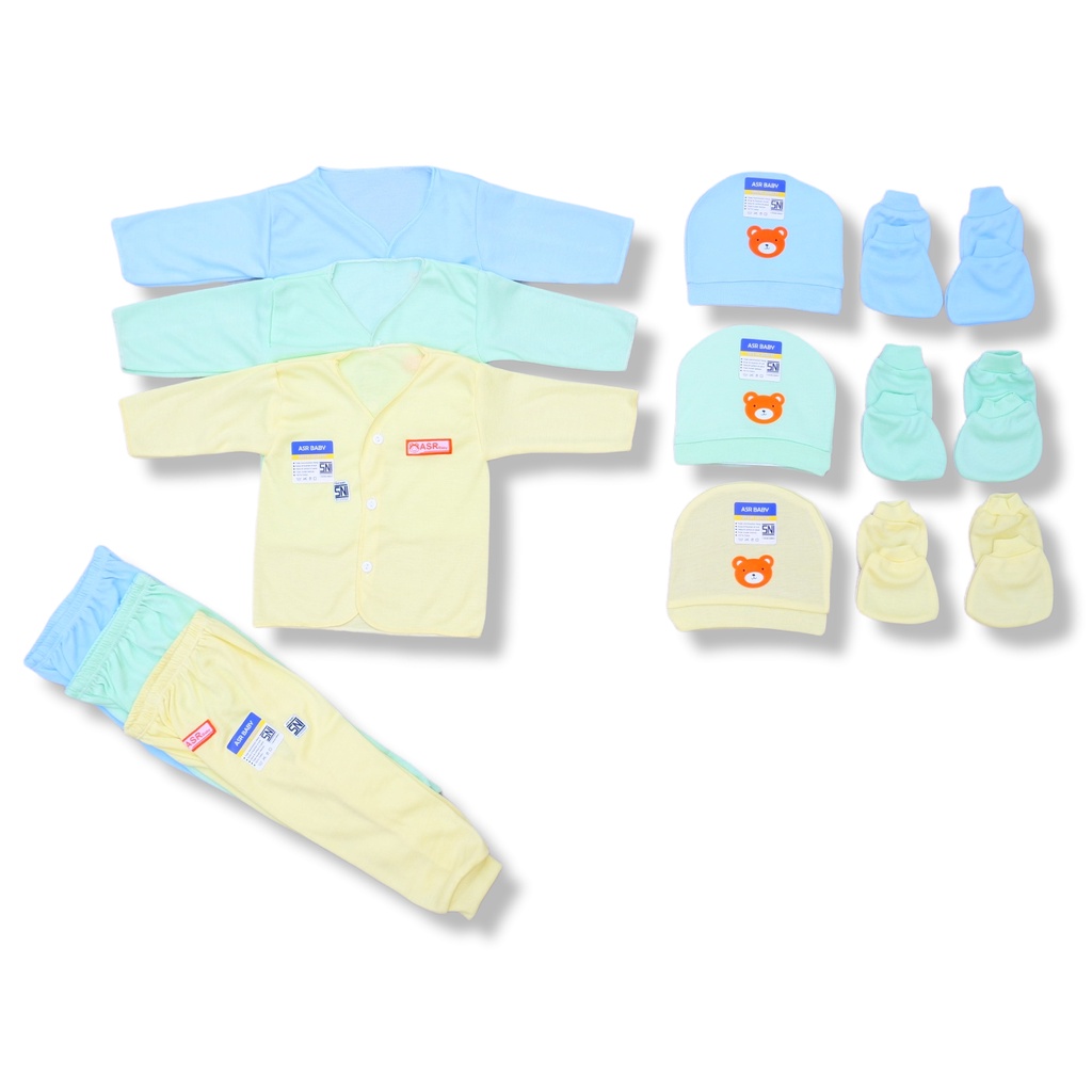 ASR BABY - Set Setelan Baju Bayi Topi Kupluk Sarung Tangan Kaki SNI