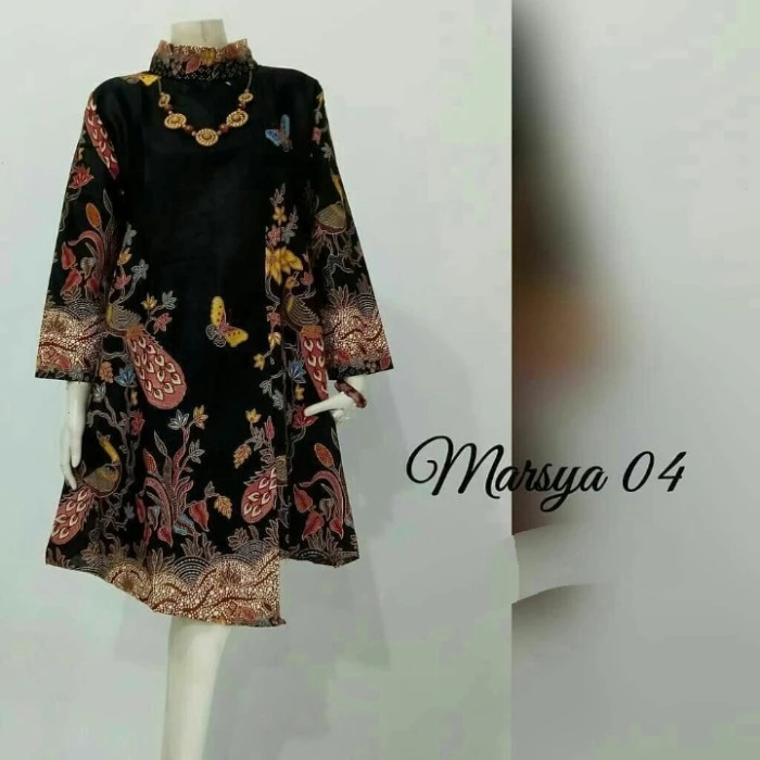 DRESS BATIK BAJU ATASAN WANITA - BAJU BATIK WANITA SERAGAM KERJA - Hitam