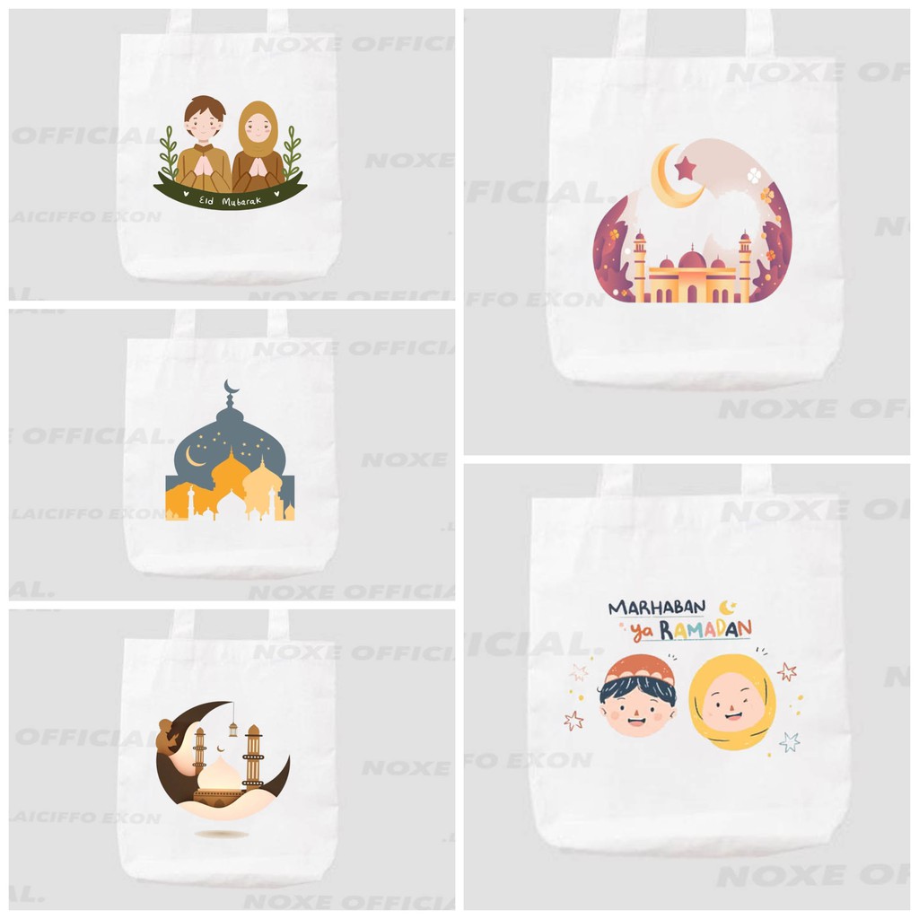 TOTE BAG RAMADHAN SERI 2 / TAS TOTE MOTIF RAMADHAN IDUL FITRI / RAMADHAN KAREEM KANVAS ANTI AIR