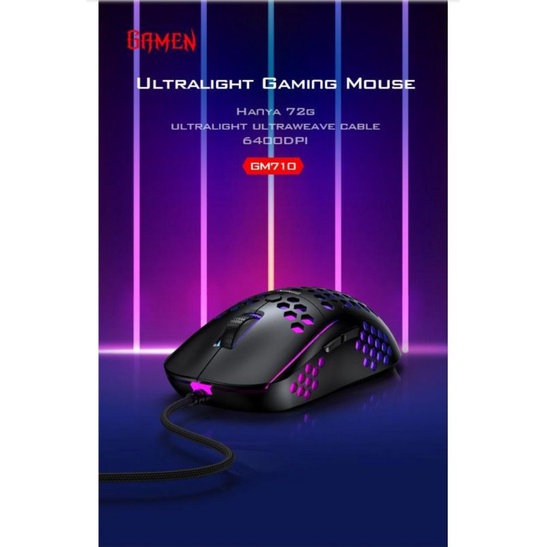 Mouse Game GAMEN GM710 6400 DPI Macro Ultralight Gaming Mouse 72 gram