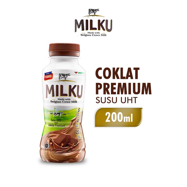 

MILKU Susu UHT Susu Siap Minum Coklat Premium 200 ML