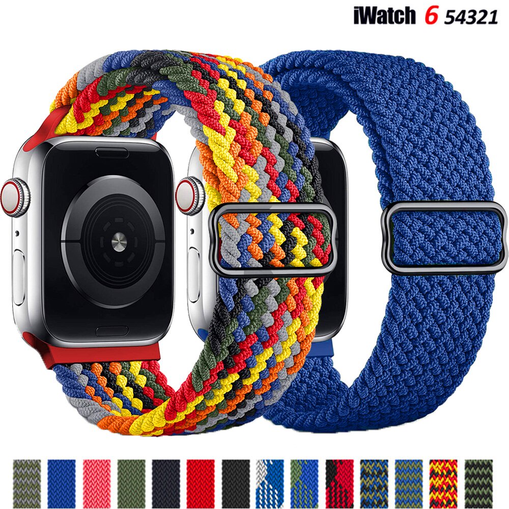 Strap Apple Watch Woven Braided Double Loop Series 1 2 3 4 5 SE 6 7 8 ultra