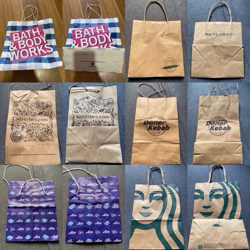 Paper Bag BBW Starbucks Mothercare Tous Les Jours AICE Sayurbox Doner Kebab