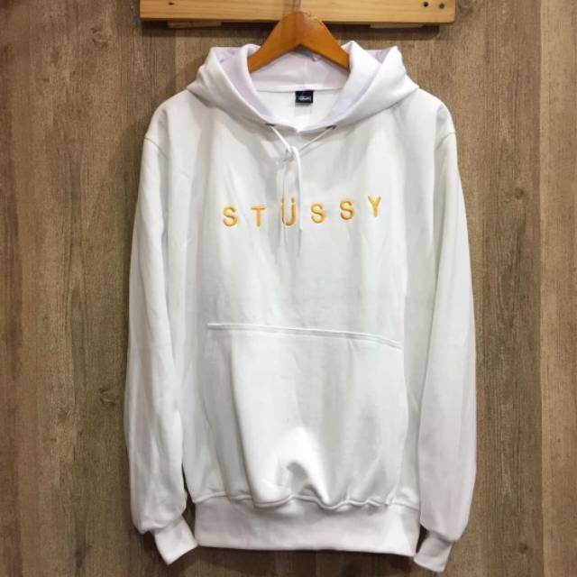 stussy white hoodie