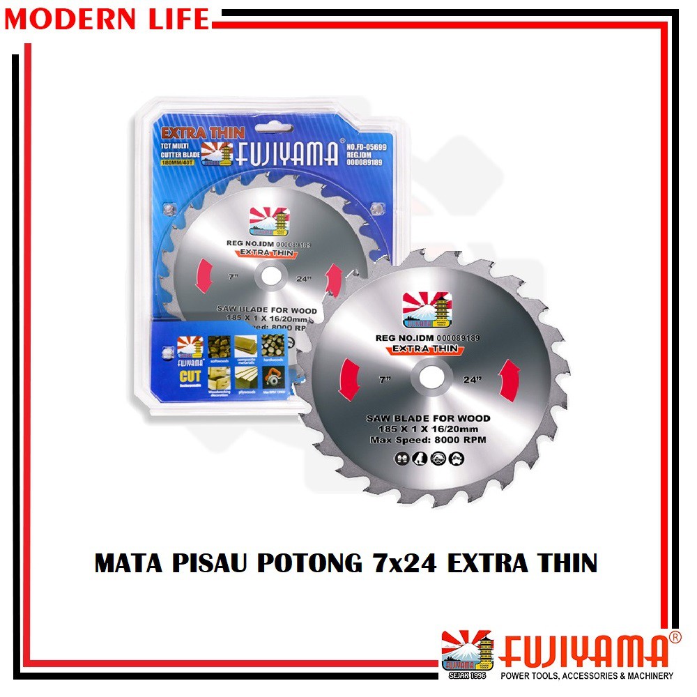 Mata Circular 7 inch x 24 T / Circular Saw Blade/ Mata Potong Kayu