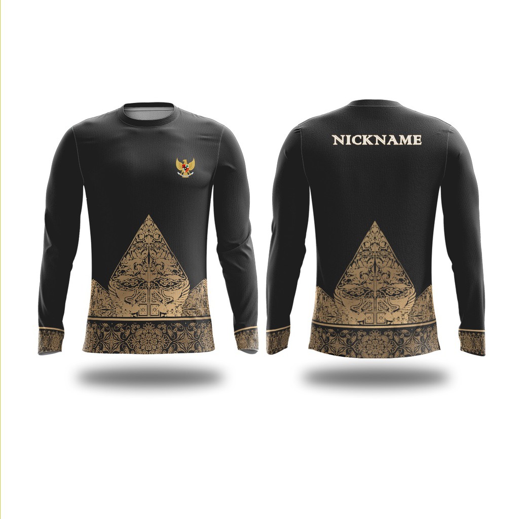 Kaos Jersey Baju Sepeda Gowes Motif Batik Etnik Jawa Gunungan Wayang Lengan Panjang Dry Fit REIFP29