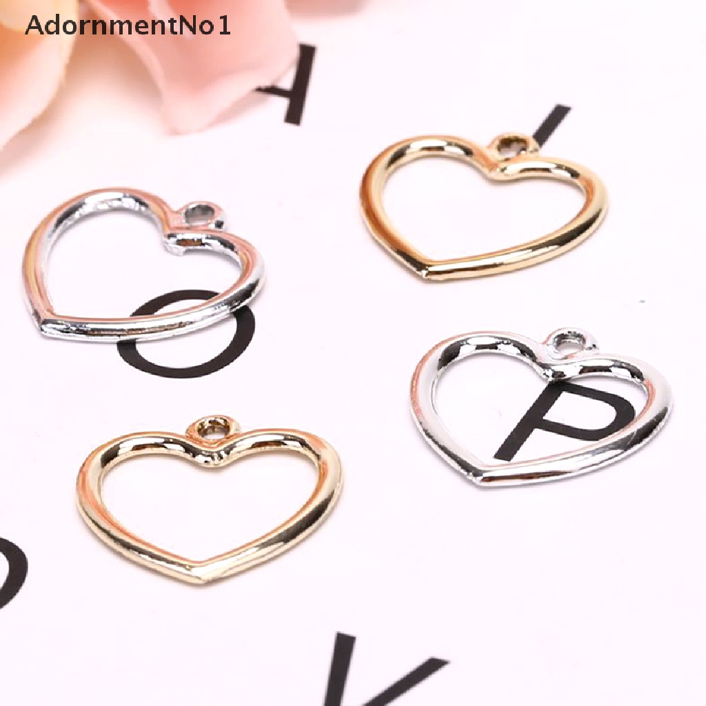 (AdornmentNo1) 10pcs / Set Liontin Bentuk Hati Hollow Out Bahan Alloy Untuk Kerajinan Tangan DIY