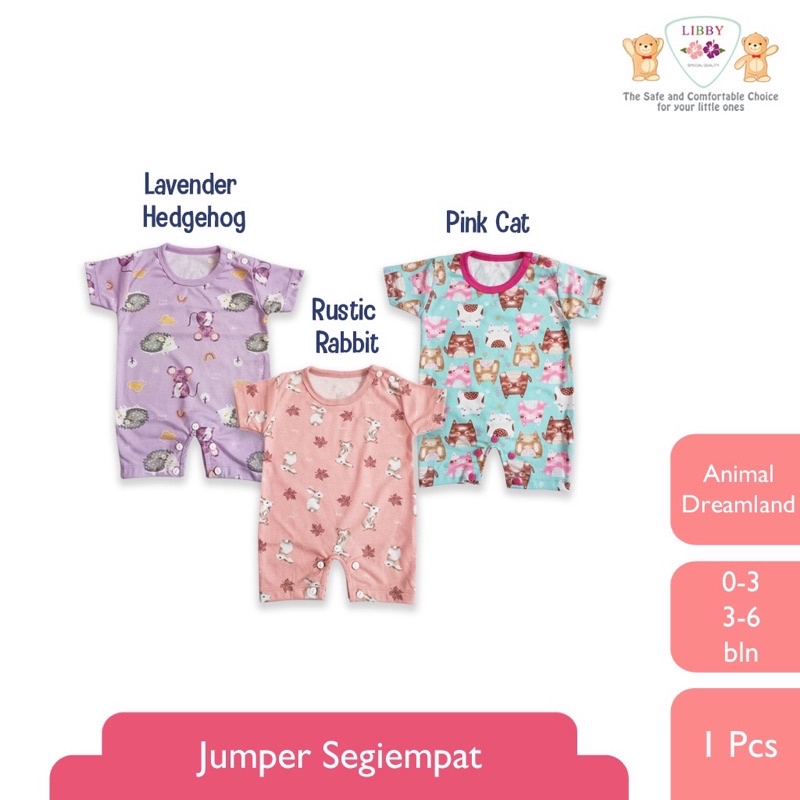 LIBBY Baju Kodok Segiempat / Romper Bayi NEWBORN (0-3M)