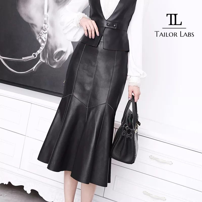 Rok Kulit Wanita Midi Desain Fishtail Rok Wanita Rok Kulit PU synthetic Leather Pinggang Tinggi 2022