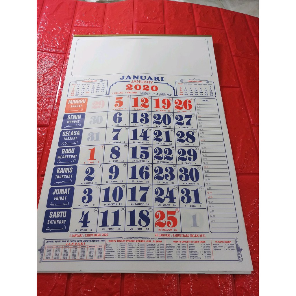 Order Langsung Kalender Kerja Sedang Dilengkapi Jadwal Sholat Diskon Shopee Indonesia