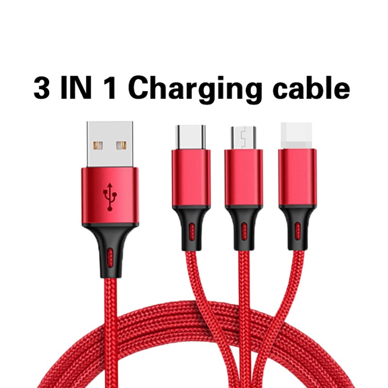 3in1 Kabel Charger Micro USB Tipe C Untuk Xiaomi Redmi Note 5 / Samsung