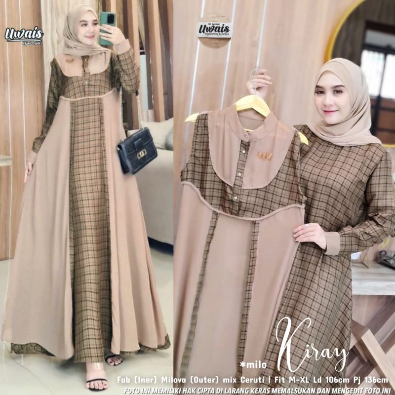 Uwais Kiray/Aqila Maxy | gamis inner milova mix outer ceruti kiray/aqila dress ori by uwais