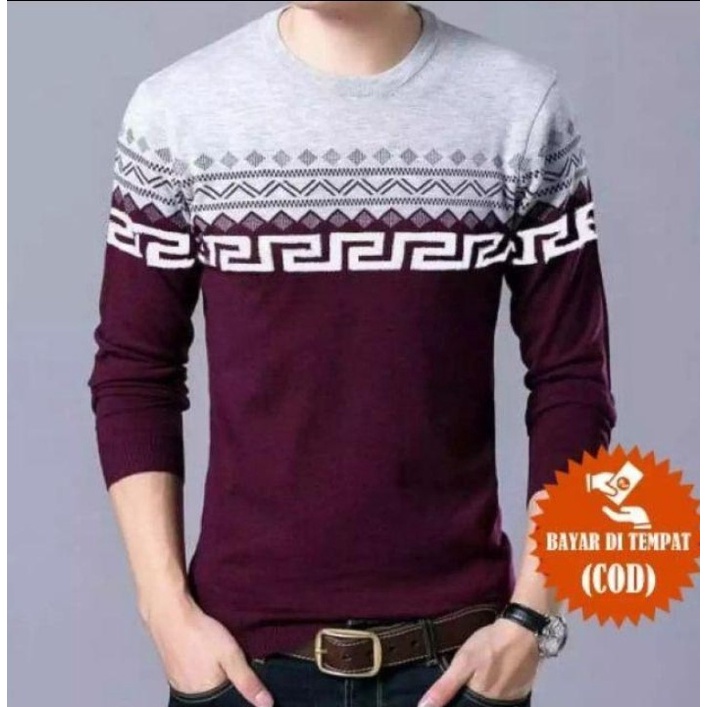pojoksweater.id - Sweater Rajut Labirin Batik Tribal Kualitas Terbaik