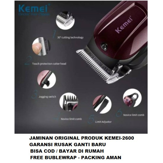 DIJAMIN ORI KEMEI2600 cliper mesin alat potong rambut listrik portable ces cas batre anak bayi K52