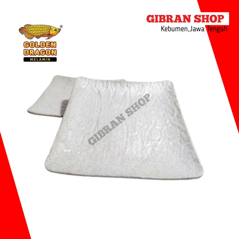 Piring Kotak Model Batu 9 inch P6909A Piring Saji Mewah Piring Melamin Golden Dragon Original