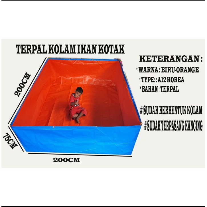 terpal kolam ikan lele (200X200X75) A12 SANGAT COCOK BUAT BUDI DAYA IKAN AIR TAWAR DAN BUAT BAK AIR
