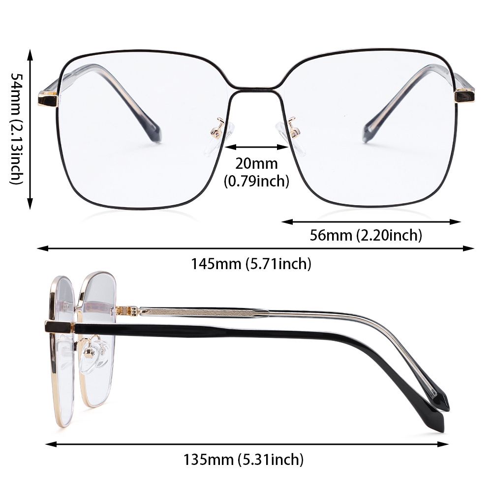 ROW Fashion Anti-blue Ray Glasses Myopia Glasses Frame Anti Glare &amp; Eye Strain Computer Glasses Office Oversized Eyeglasses Readers Square Glasses