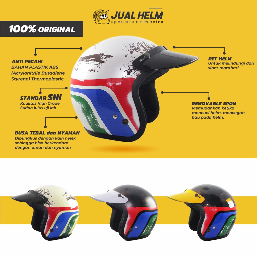 Helm Retro SADA Tayeng ( Helm Classic / Helm Klasik / Helm Bogo / Helm Vespa )