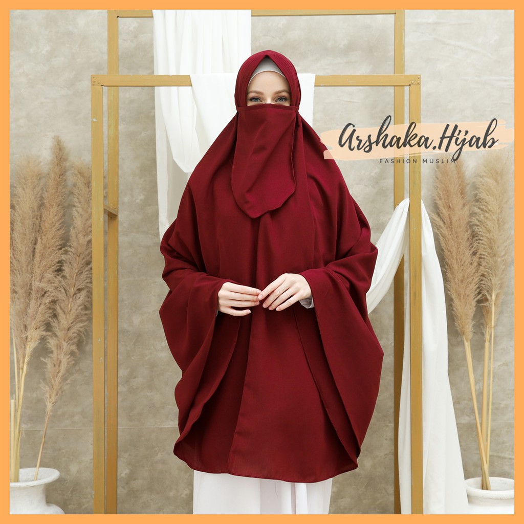 Khimar Super Jumbo Haji Wolfis Premium Hijab Syari 136cm Ped Anthem-2