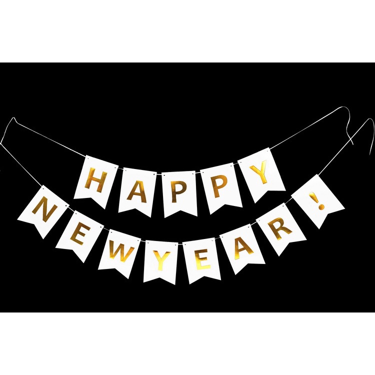 Banner Bunting Desain Happy New Year Untuk Dekorasi Pesta