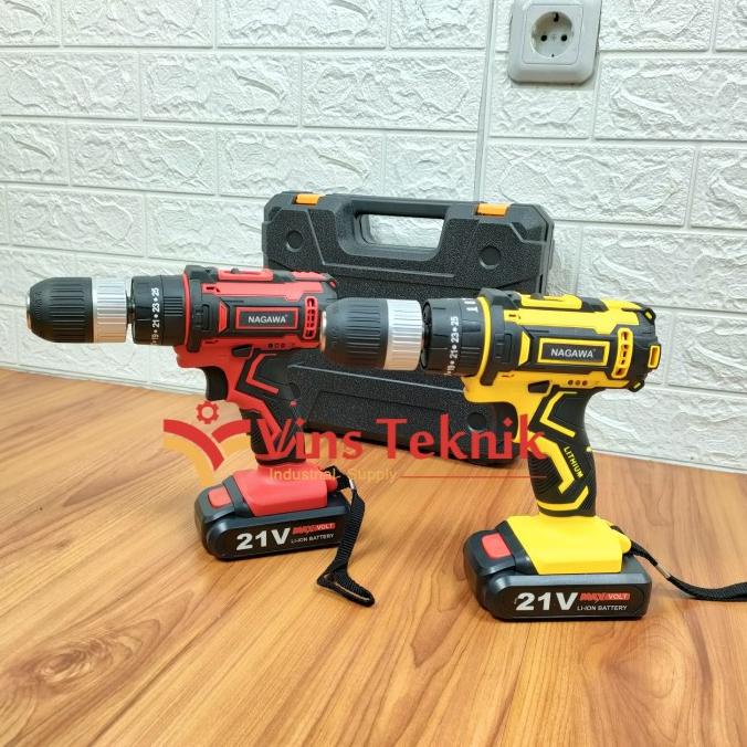 cordless hammer drill NAGAWA NCD2113 mesin bor tembok baterai set 13mm