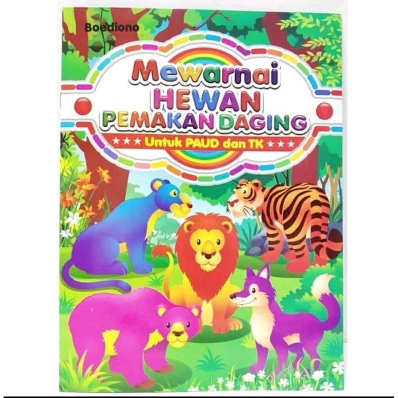 

Buku Edukasi Anak PAUD TK Mewarnai Hewan Pemakan Daging
