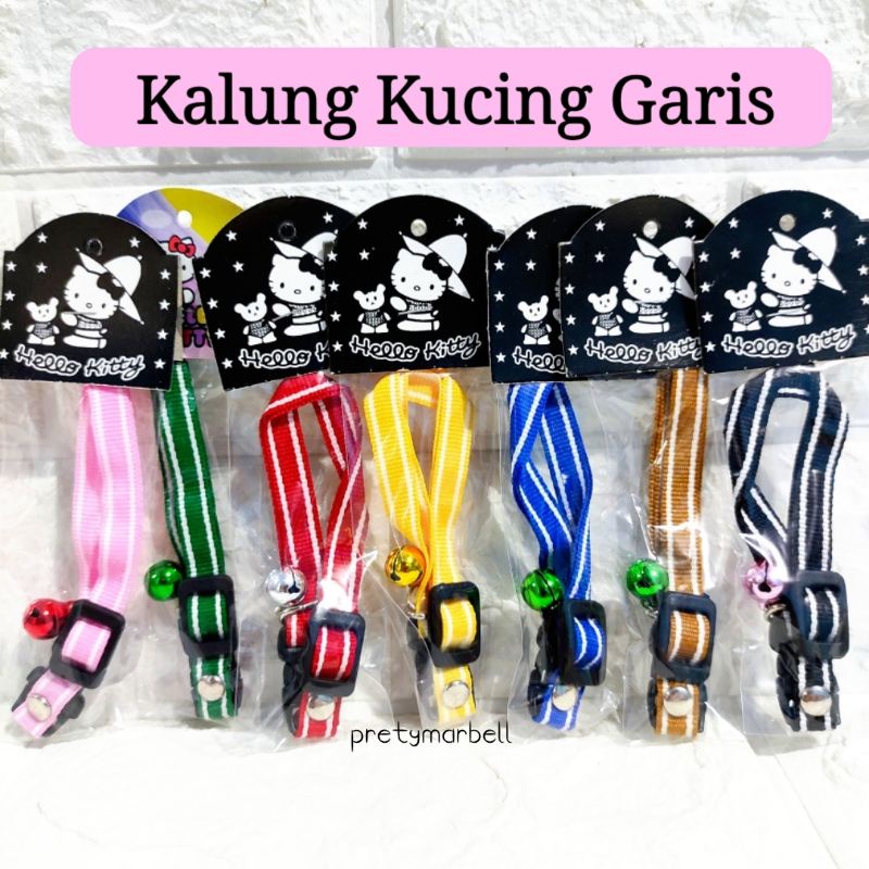 Kalung Kucing Garis Double Lonceng 12mm Aksesoris Hewan Murah