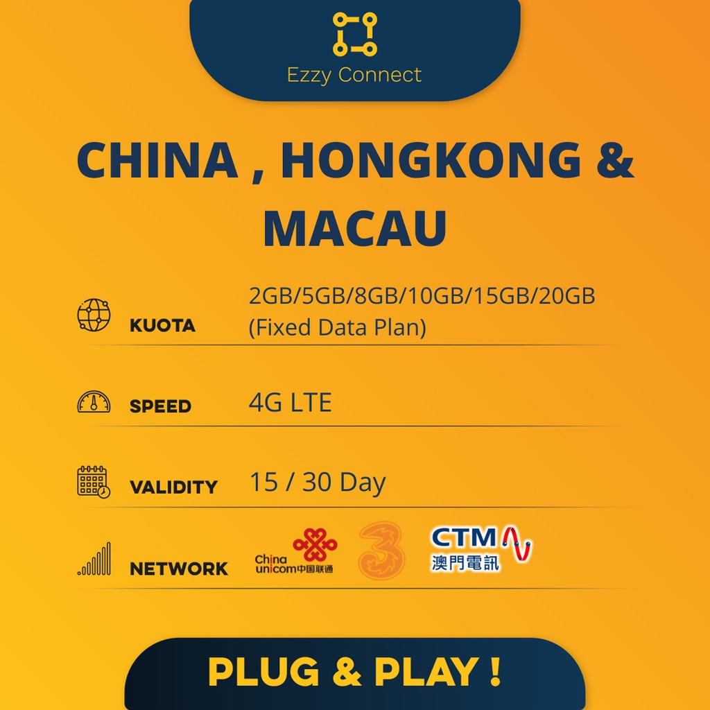 Sim Card China , HK , Macau 10GB 30 hari !!