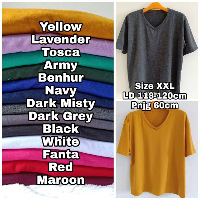  Kaos  polos wanita  jumbo  XXL BIGSIZE vneck lengan  pendek  