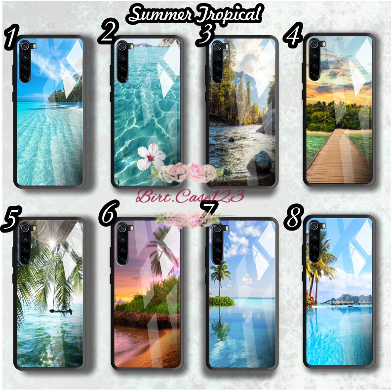 Case casing silikon softcase gambar Summer tropical back case glass oppo a3s a31 a7 f9 a5s a71 etc