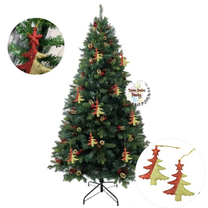 Dekorasi Hiasan Gantungan Pohon Natal Merry Christmas Pohon Glitter