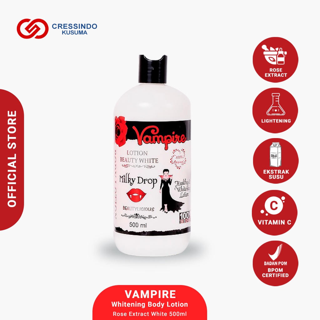 VAMPIRE Beauty White Whitening Body Lotion With Rose Extract Milky Drop