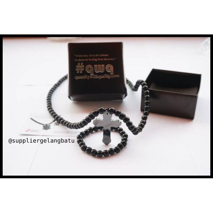 Diskon Kalung Salib Giok Hitam Ginsamyong Peredaran Darah Korea Gelang Onyx