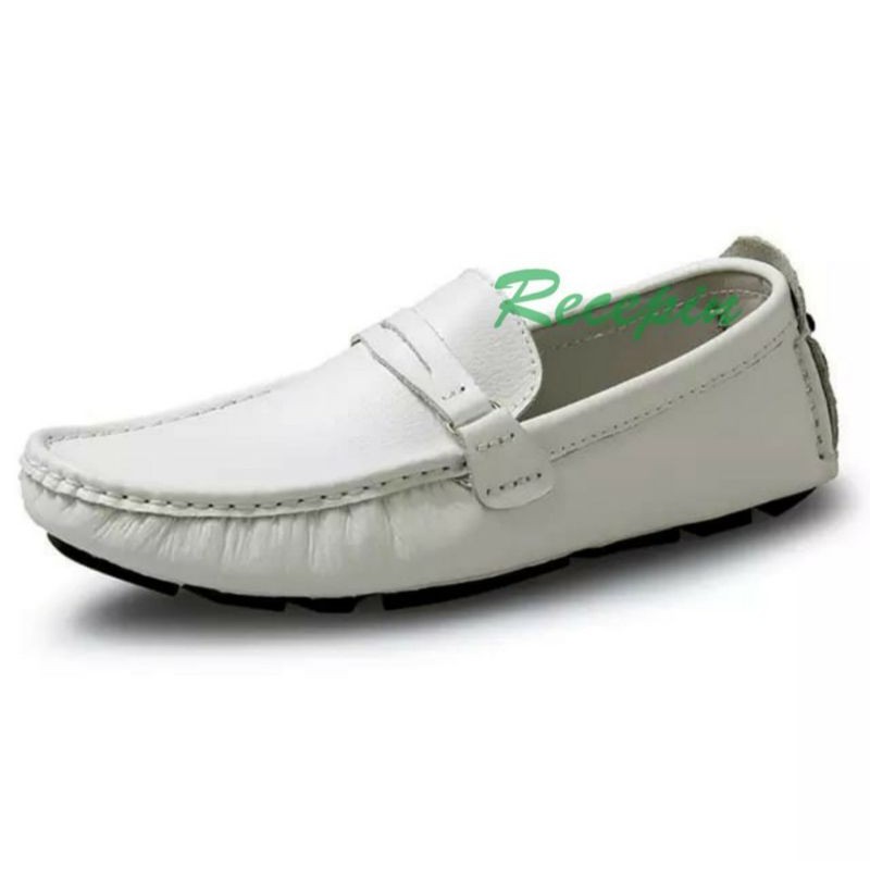 ENOZ NYCT Sepatu Slop Putih Pria Kasual Kulit Sapi Asli Slip On Cowo Antislip Distro Keren Kekinian Perawat Dokter Cowok