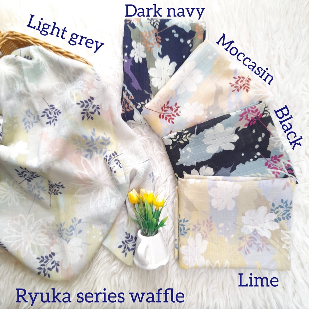HIJAB RYUKA/HIJAB SEGIEMPAT/JILBAB SEGI EMPAT/KERUDUNG SEGI4/SQUARE MOTIF ABSTRAK/POLYCOTTON