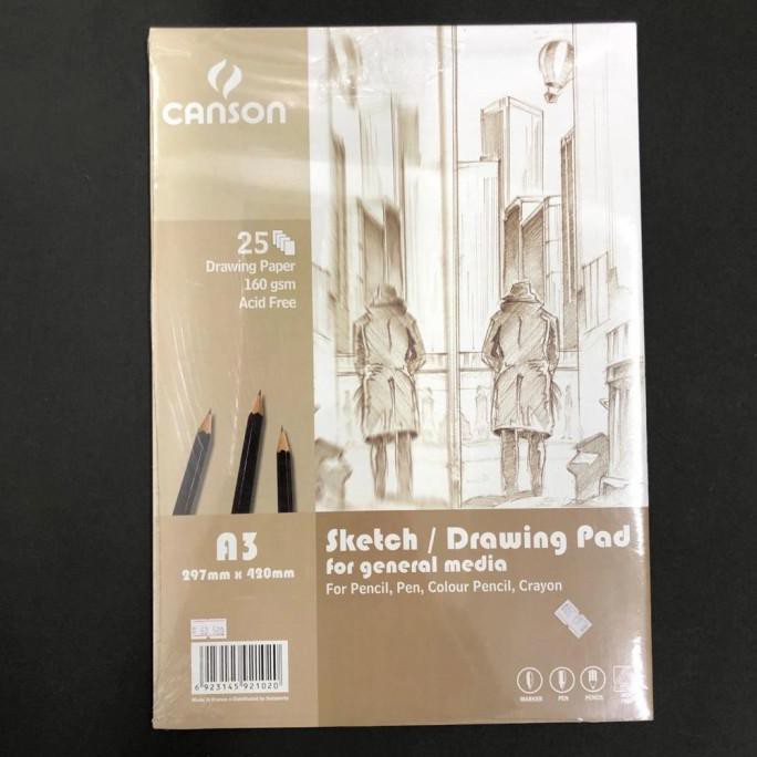 

(PERALATAN MENGGAMBAR) CANSON DRAWING SKETCH PAD A3 160GR 25 LEMBAR COD