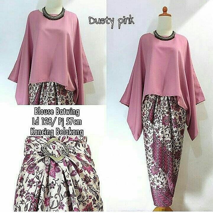 Setelan Kebaya Batwing / Kebaya Kalong JUMBO Dusty Pink