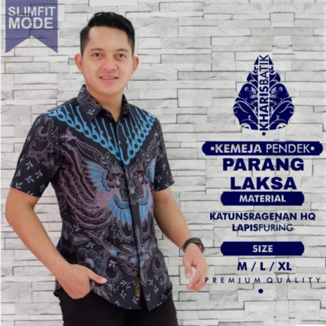 Batik Eksklusif Parang Laksana Bahan Katun Sragenan Batik Lapis Furing Batik Slimfit