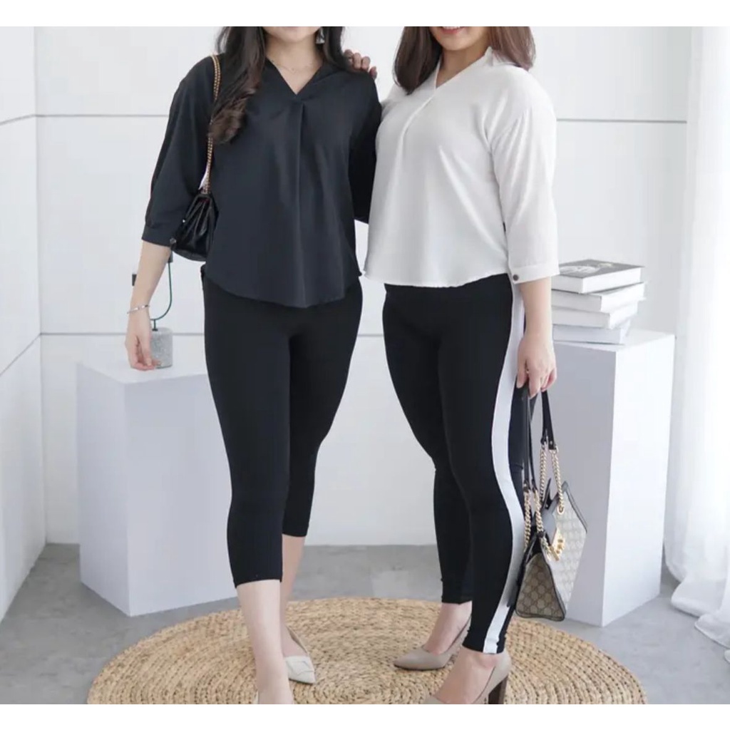 BEFAST - ZFS OOTD Blouse FINAYA / ROLO SHAKILA OVERSIZE BLOUSE / Blouse Lengan 3/4 / Pakaian Wanita Casual / Blouse Kerah V / Fashion Remaja Wanita Kekinian / Blouse Polos Formal / Outfit Wanita Remaja ABG / Termurah