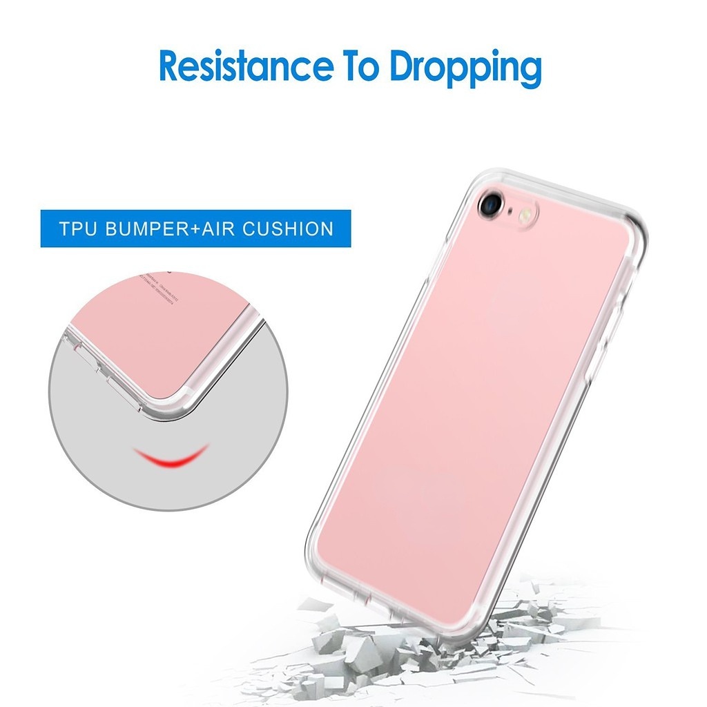 Casing Soft Case Bumper Hybrid Bahan TPU Kristal Transparan Untuk Apple iPhone X / 6 / 7 / 8 Plus