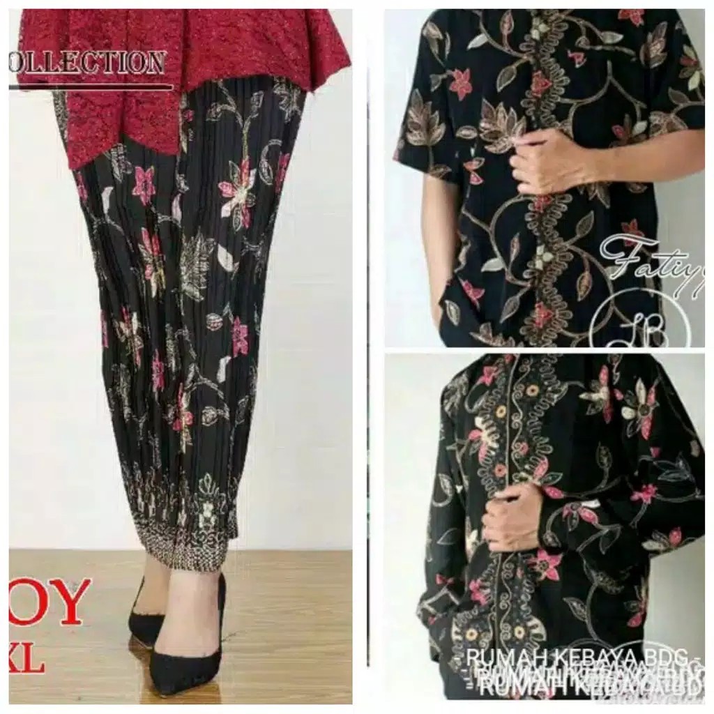 Couple Rok  Plisket Sary Maxi Jumbo  dan Kemeja Batik  Pria 