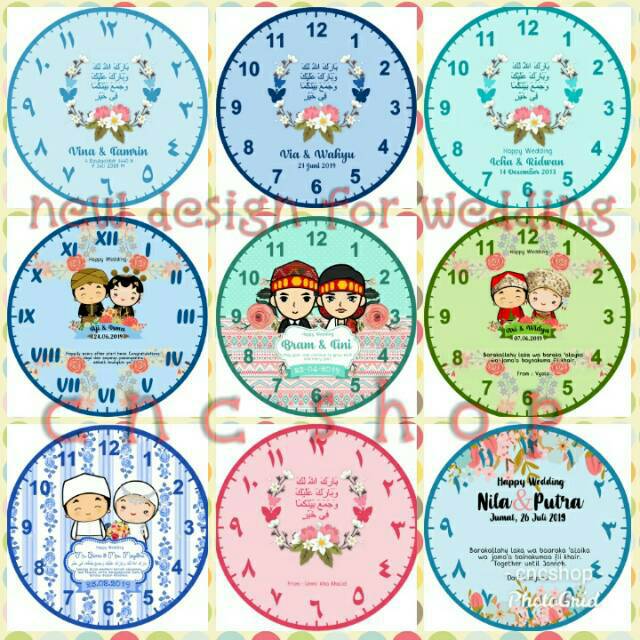 Jam Dinding Custom Kado Pernikahan /wisuda/birthday/ ulang tahun /bayi