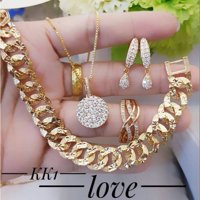 Xuping set perhiasan lapis emas 24k 1834