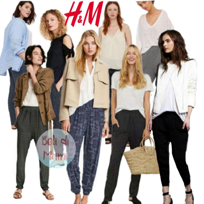 HM H M - Celana Panjang Jogger Kulot Harem Pants Wanita | Size XS, S, M, XL