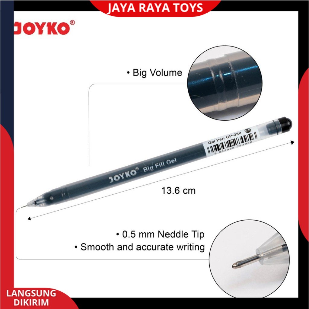 ( PROMO ) Gel Pen Pulpen Pena Joyko GP-330 Big Fill Gel 0.5 mm 1 pak ( isi 12 Pcs)